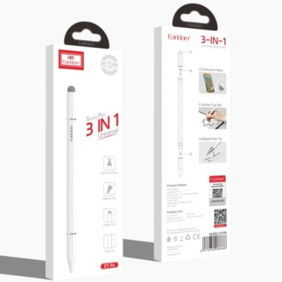 стилус earldom et-p6 universal drawing pen 3-in-1 (білий) 
