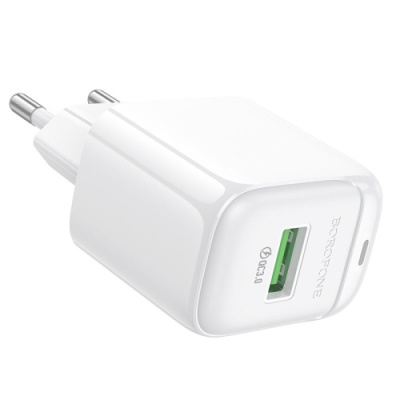 мережевий зарядний пристрій borofone bas42a 1usb/18w/qc3.0 (білий) 
