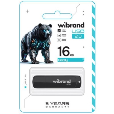 usb флеш-накопичувач wibrand 16gb grizzly (чорний) 