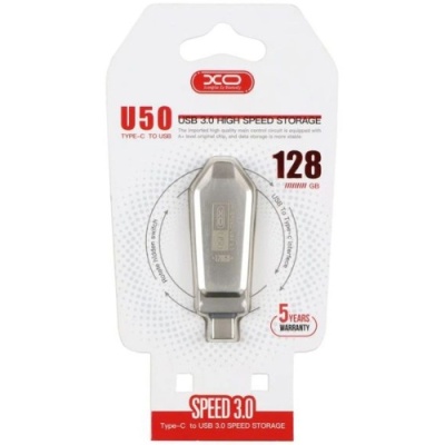 usb флеш-накопичувач xo u50 usb3.0 + type-c 128gb (сталевий) 