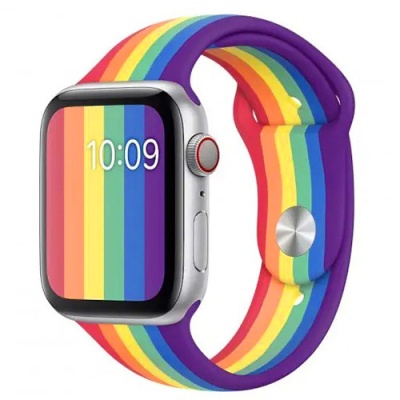 ремінець для apple watch silicone rainbow 38/40/41 mm s (04) rainbow 