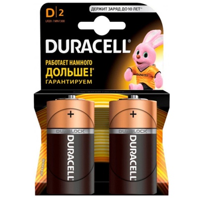 батарейка duracell lr20 (2шт) 