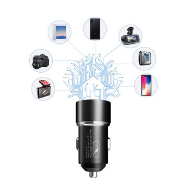 Автомобільний Зарядний Пристрій SkyDolphin SZ02L 2USB/2.4A + (USB - Lightning) (Чорний)