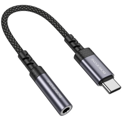 перехідник borofone bv24 type-c(male) to 3.5mm(female) 0.15m (сірий) 