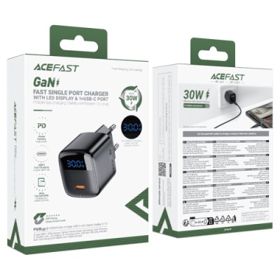 мережевий зарядний пристрій acefast a115 pd30w (1type-c) (чорний) 