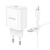 мережевий зарядний пристрій borofone ba81a power 1type-c/20w/pd + (type-c - lightning) (білий) 