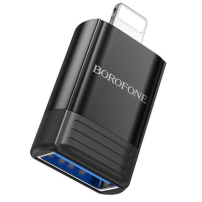 перехідник borofone bv18 lightning male - usb 2.0 female (чорний) 