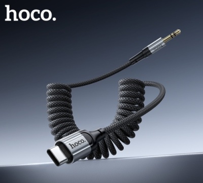 перехідник hoco upa33b type-c - jack 3.5 plug (1.5m) (чорний) 