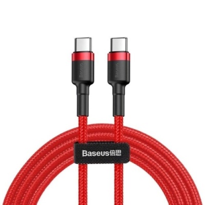 кабель baseus cafule type-c - type-c 60w/1m (catklf-g09) (red-black) 
