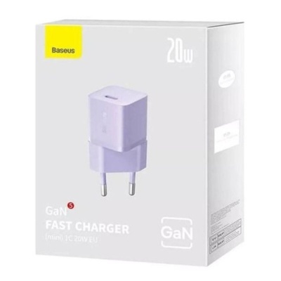 мережевий зарядний пристрій baseus gan5 (ccgn050105) 1type-c/20w/pd (фіолетовий) 