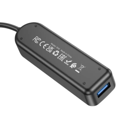 usb hub borofone dh5 (usb to usb3.0*4) 1,2м - чорний 