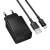 мережевий зарядний пристрій borofone bas72a 1usb/18w/qc3.0 + (usb - microusb) (чорний) 