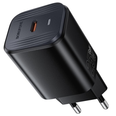 мережевий зарядний пристрій borofone bas84a pd25w (1type-c) (чорний) 