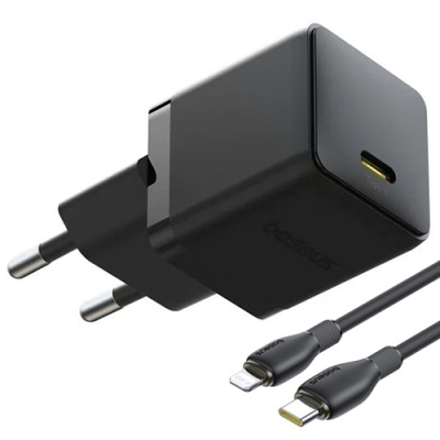 мережевий зарядний пристрій baseus palm fast charger (e0116401) 1type-c/20w/pd +(type-c - lightning 20w) (чорний) 