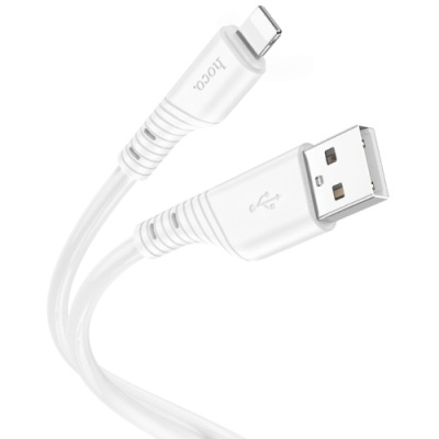 кабель hoco x97 crystal color silicone usb - lightning 2.4a/1m (білий) 