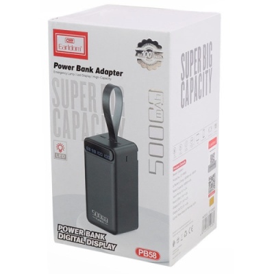 додаткова батарея power bank earldom et-pb58 50000 mah vs led lamp (чорний) 