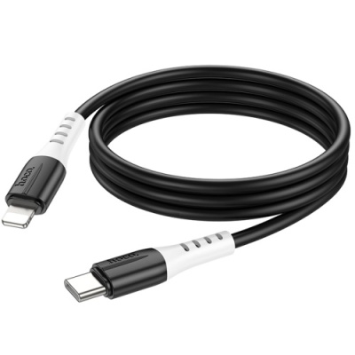 кабель hoco x82 silicone type-c - lightning 20w 3a/1m (чорний) 
