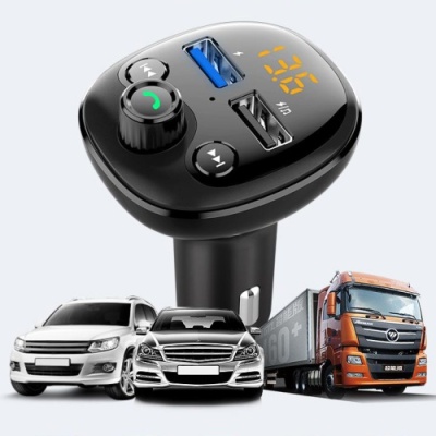 FM Модулятор SkyDolphin SZ20 Bluetooth/TF Card/LED/2USB/3.1A/15.5W (Чорний)