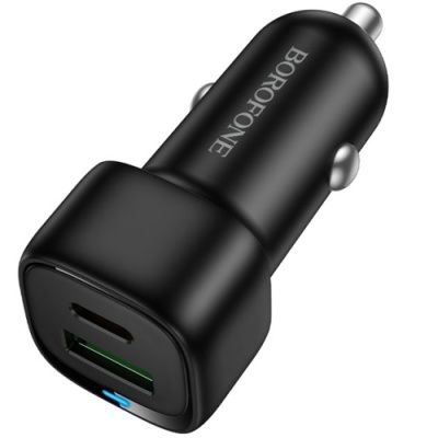 Автомобільний Зарядний Пристрій Borofone BZ34B 38W 1Type-C/20W/PD + 1USB/18W/QC3.0  (Чорний)