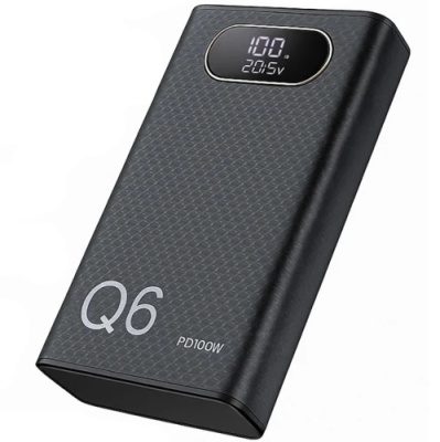 корпус multi-powerbank q6, під елементи 21700 до 6 шт, 100w, чорний 