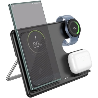 безпровідний зарядний пристрій hoco cq2 3in1 (чорний) 