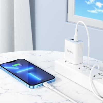 кабель hoco x83 (pd) type-c - lightning 20w 3a/1m (білий) 