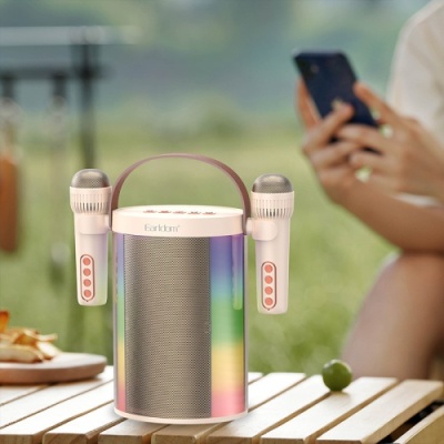 портативна колонка-караоке earldom et-a32 bt5.1 /2 karaoke microphones/rgb lights white 