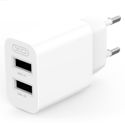 мережевий зарядний пристрій xo l109 2usb/2.4a + (usb - microusb) (білий) 