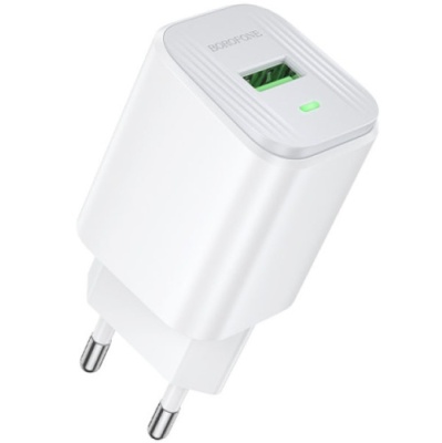 мережевий зарядний пристрій borofone bas82a qc3.0 (1usb/3a) (білий) 