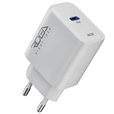 мережевий зарядний пристрій ridea rw-20125 rapid pro 1usb-c qc/pd 20w+type-c to lightning (бiлий) 