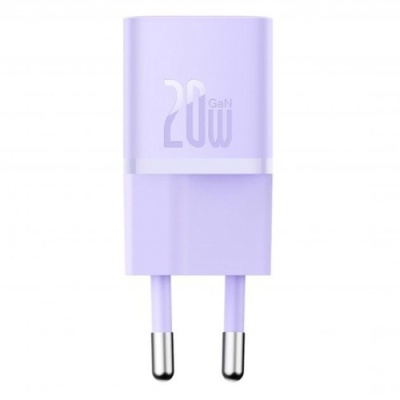 мережевий зарядний пристрій baseus gan5 (ccgn050105) 1type-c/20w/pd (фіолетовий) 