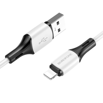кабель borofone bx79 silicone usb - lightning 2.4a/1m (білий) 