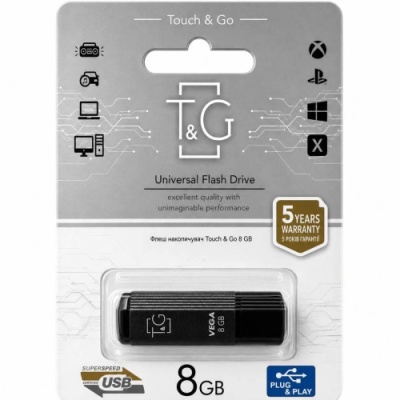 usb флеш-накопичувач t&g 8gb vega 121 (чорний) 