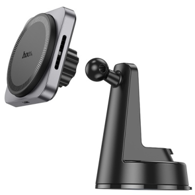 Автотримач Hoco HW16 з безпровідним зарядним пристроєм (Чорно-сірий)