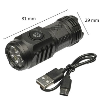 led ліхтарик акумуляторний l-s60 потрійний 600 mah black 