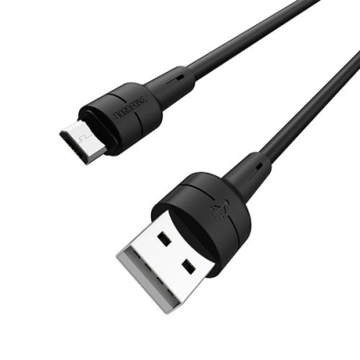кабель borofone bx30 silicone usb - microusb 2.4a/1m (чорний) 