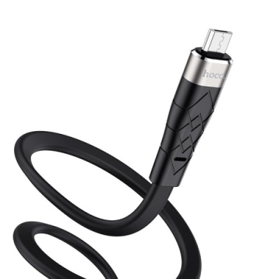 кабель hoco x53 silicone usb - microusb 2.4a/1m (чорний) 