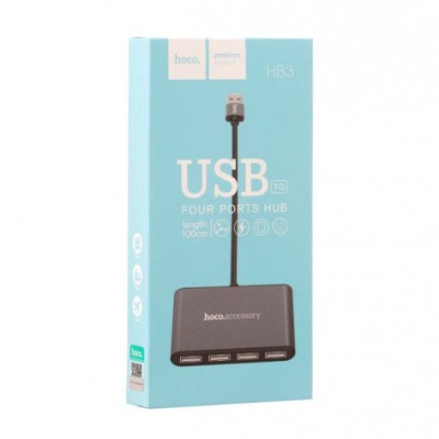 usb hub hoco hb3 4usb (сірий) 