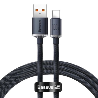 кабель baseus crystal shine usb - type-c 100w 5a/1.2m (cajy000401) (black) 