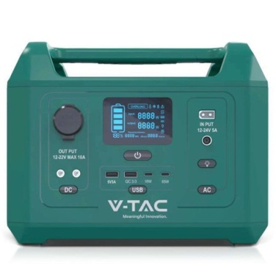 зарядна станція power station v-tac vt-606n, 600w(1kw peak), 576wh, qc 18w, pd 65w, dc, lifepo4 (eu) 