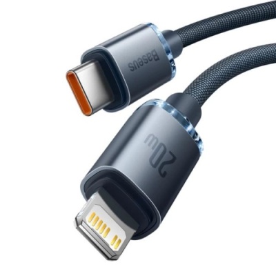 кабель baseus crystal shine (pd) type-c - lightning 20w/2m (cajy000301) (black) 