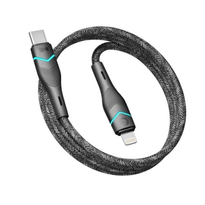 кабель ridea rc-rl15 rgb light type-c - lightning 30w 1.2m (чорний) 