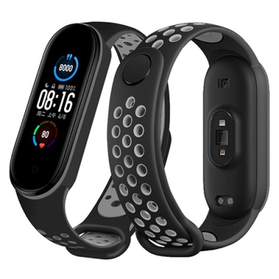 ремінець для xiaomi mi band 5/6/7 (sport) black/grey 
