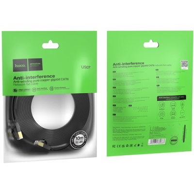 кабель мережевий (lan rj45) hoco us07 (10м) (чорний) 