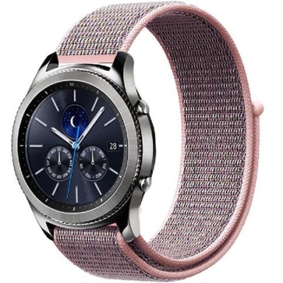 ремінець універсальний nylon strips для samsung/amazfit/huawei (22mm) (сіро-рожевий) 