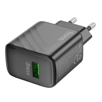 мережевий зарядний пристрій hoco cs21a 1usb/18w/qc3.0 (чорний) 