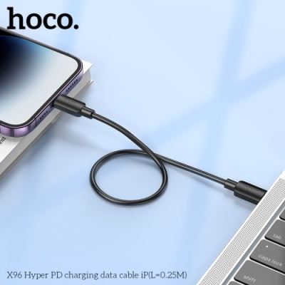 кабель hoco x96 hyper pd20w type-c - lightning 2.4a/0.25m (чорний) 
