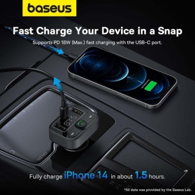 FM Модулятор Baseus (C10762300113-00) S-09 Lite Series Car FM Transmitter Cluster 35W (Чорний)