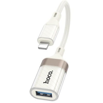 перехідник otg hoco ua39 lightning - usb (білий apricot) 