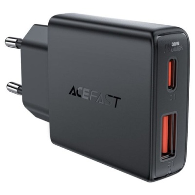 мережевий зарядний пристрій acefast a69 pd30w (1type-c/1usb) (чорний) 